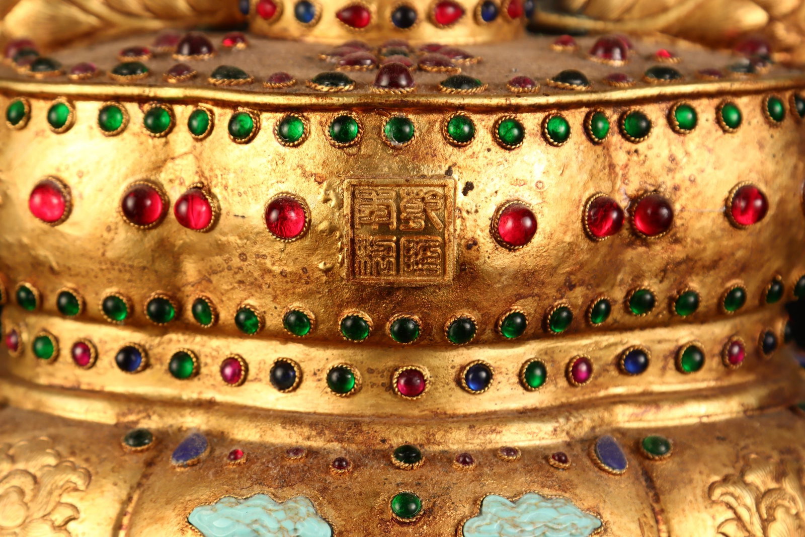 A Exquisite Gilt Bronze Dharma Wheel - 9