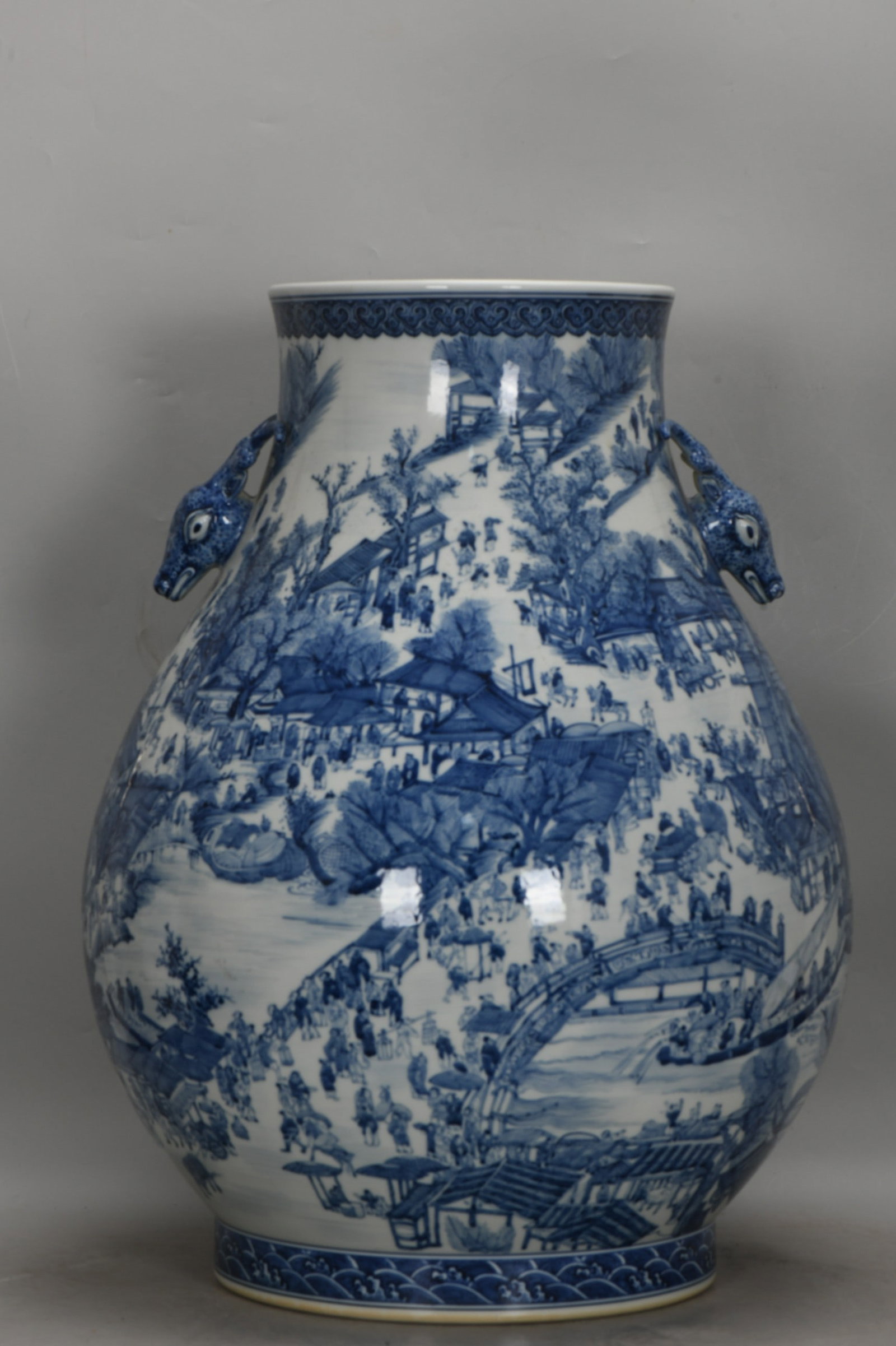 A Exquisite Blue and White Character and Story Pattern Deer Head Vase (1 of 9)