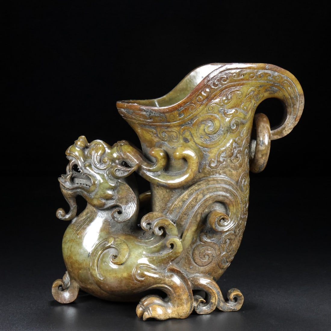 A Exquisite Hotan Jade Auspicious Beast Cup (1 of 8)