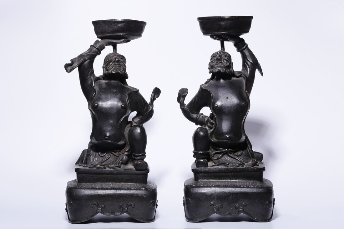 A pair of Exquisite Coppery Human Figure Candlestick (1 of 11)