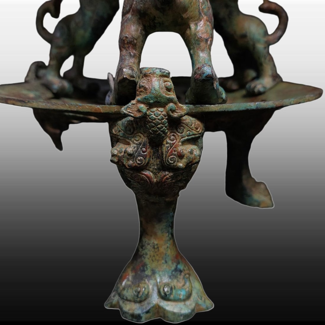 A Exquisite Bronze Dragon Pattern Ding - 8