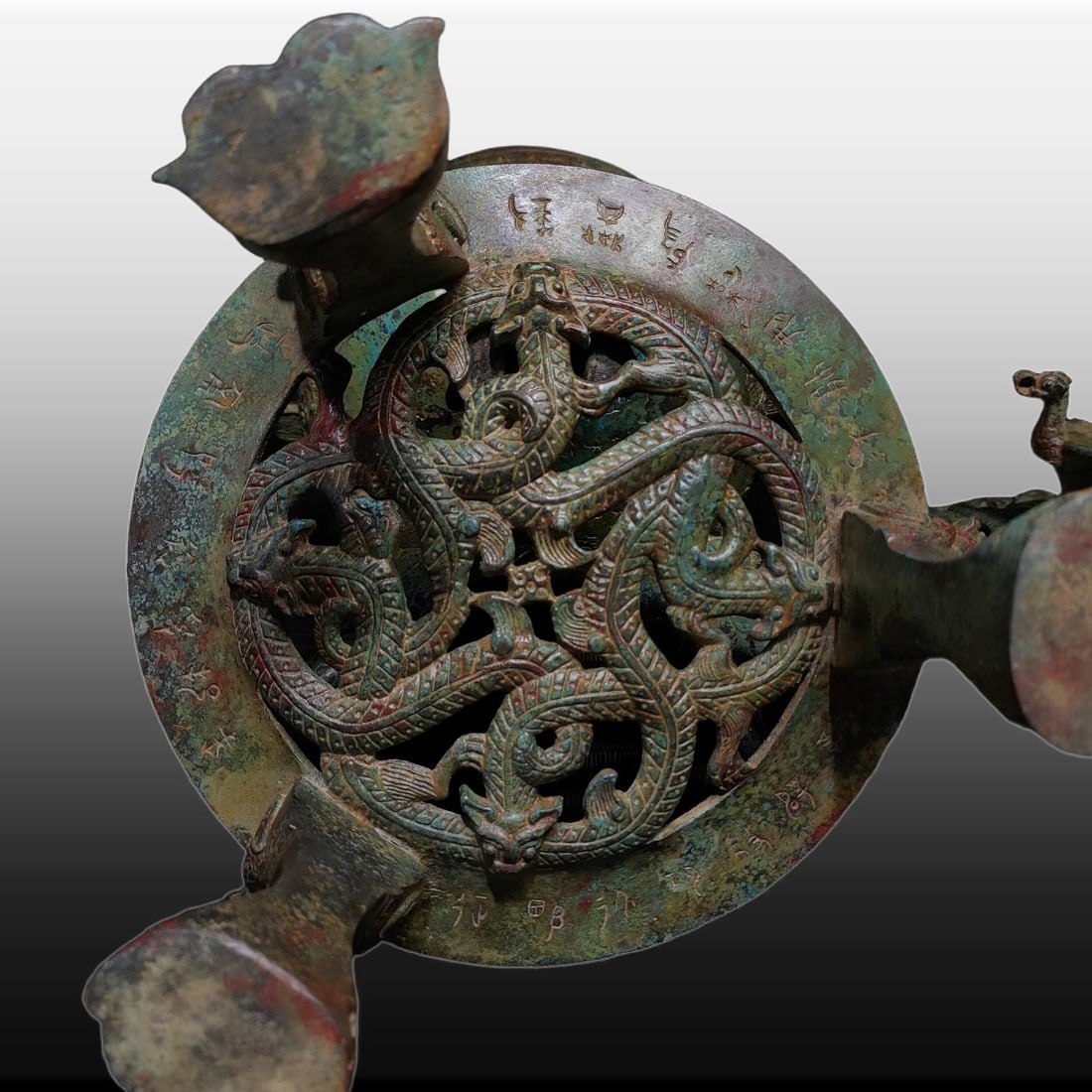 A Exquisite Bronze Dragon Pattern Ding - 9