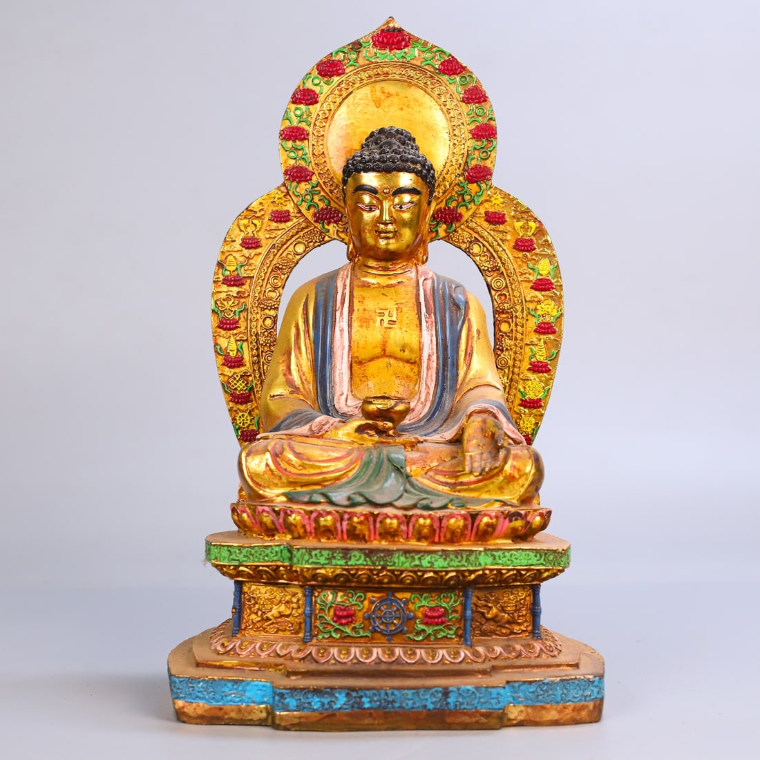 A Exquisite Gilt Bronze Painted Color Buddha Statue Ornament (1 of 10)