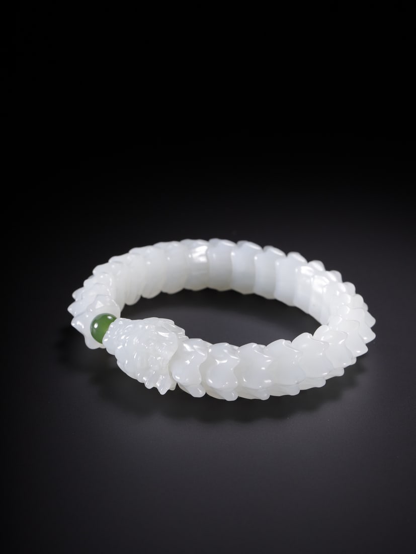 A Exquisite Hotan White Jade Dragon Bone Bracelets - 4