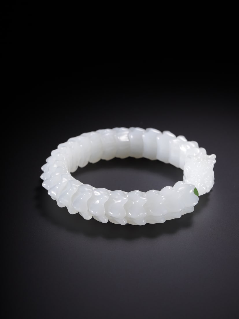 A Exquisite Hotan White Jade Dragon Bone Bracelets - 5