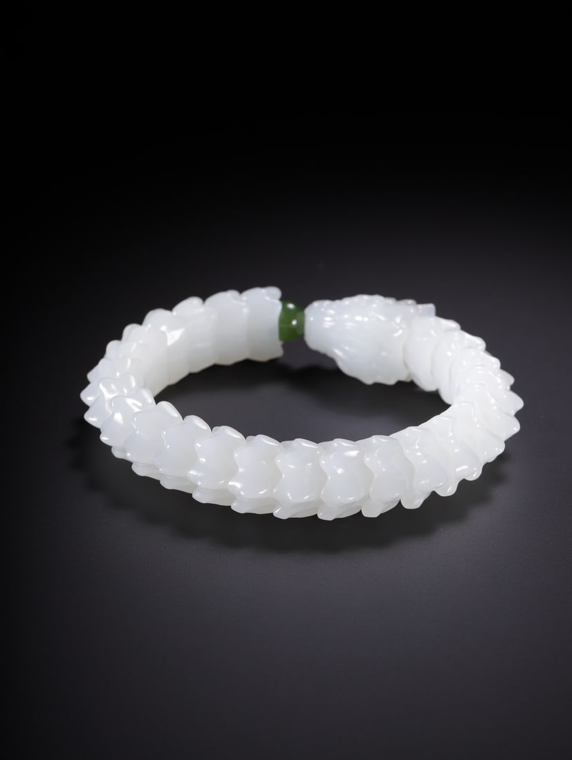 A Exquisite Hotan White Jade Dragon Bone Bracelets - 6