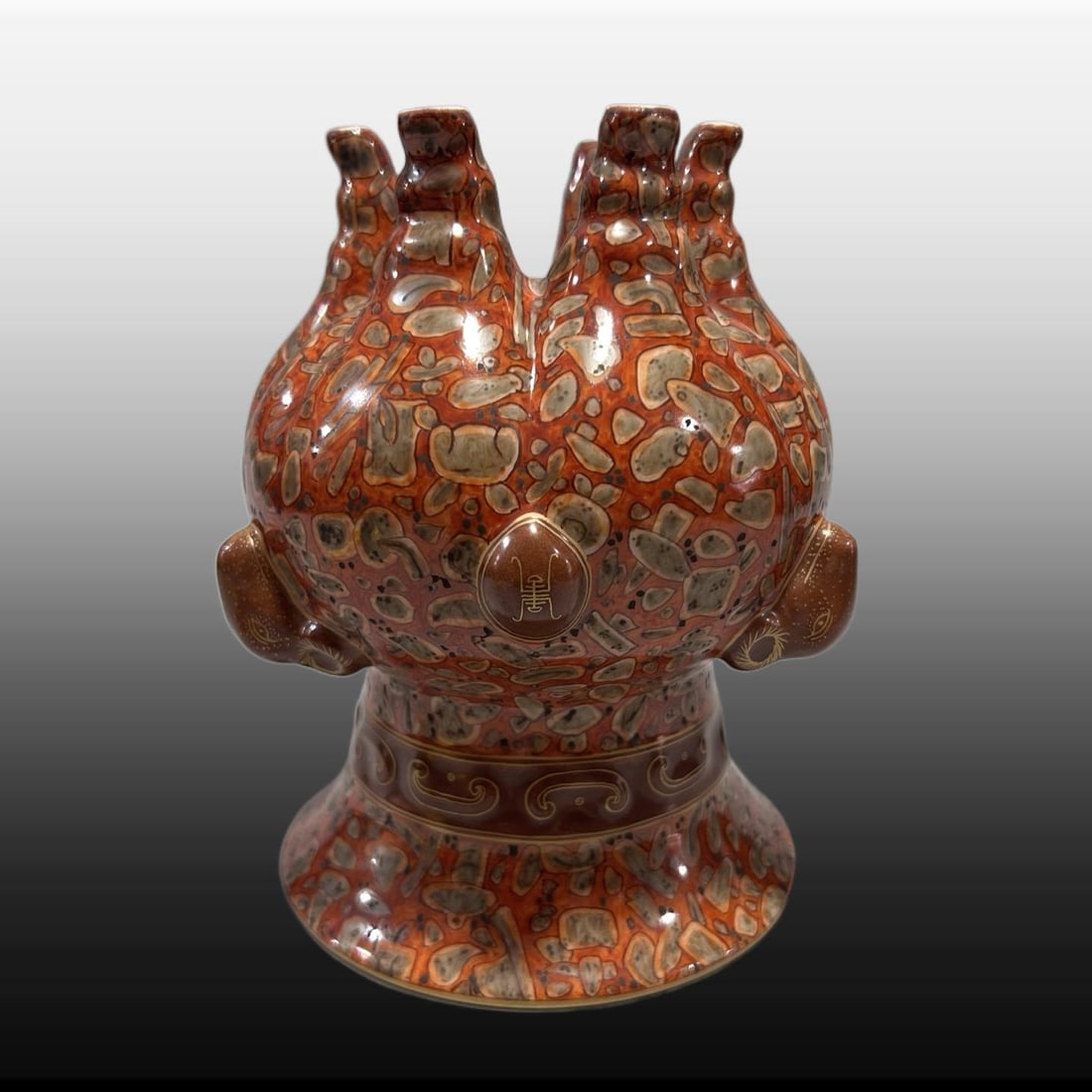A Exquisite Stone Pattern Sheep Head Censer - 6