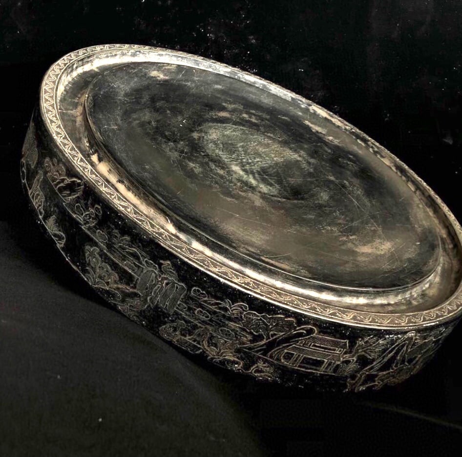 A Exquisite Liu Fuyao Mark Landscape Pattern Inkstone: A Exquisite Liu Fuyao Mark Landscape Pattern Inkstone,Qing Dynasty, China,With Mark,Size:19.7inx3.2in