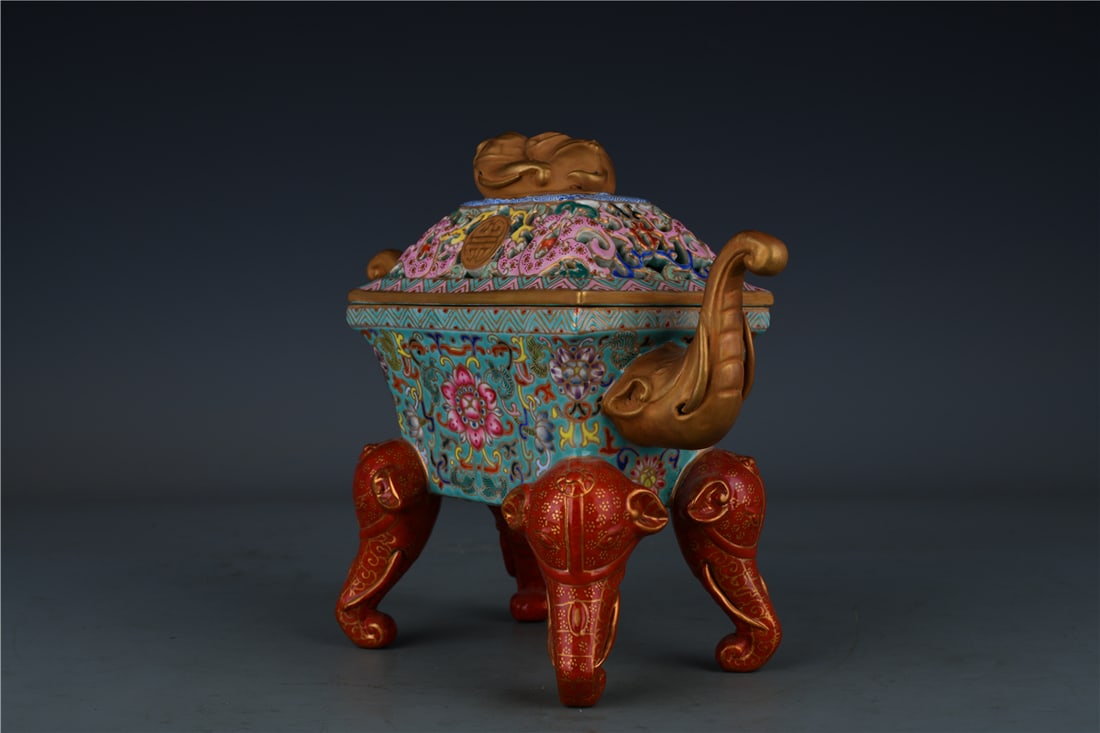 A Exquisite Enamel Dragon Pattern Elephant-Ears Censer - 4