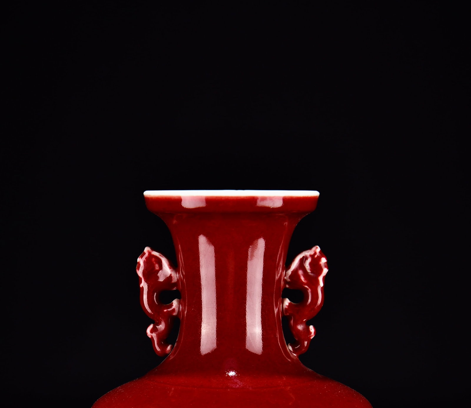 A Exquisite Lang Red Glazed Double-Ears Vase - 2