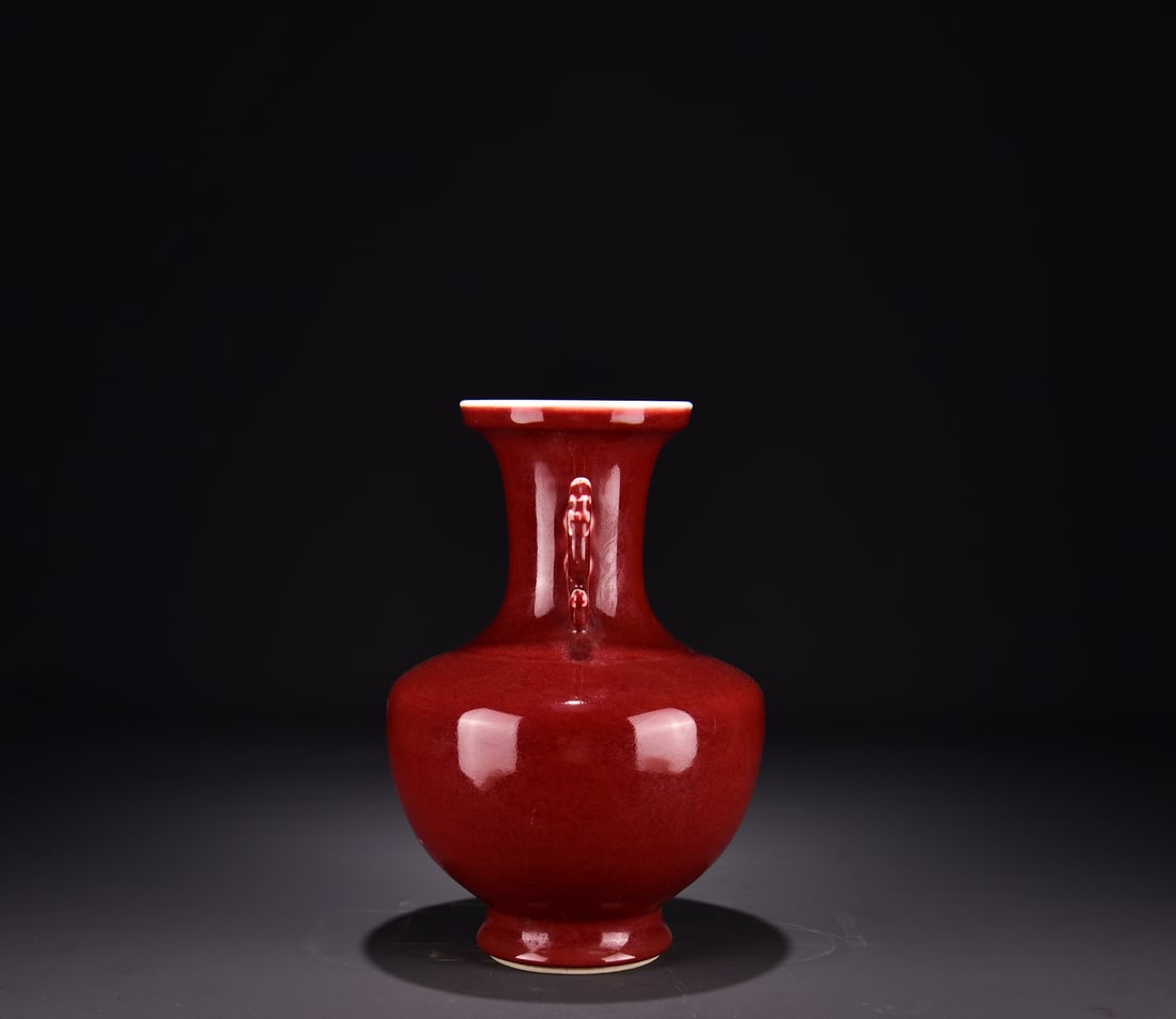 A Exquisite Lang Red Glazed Double-Ears Vase - 4