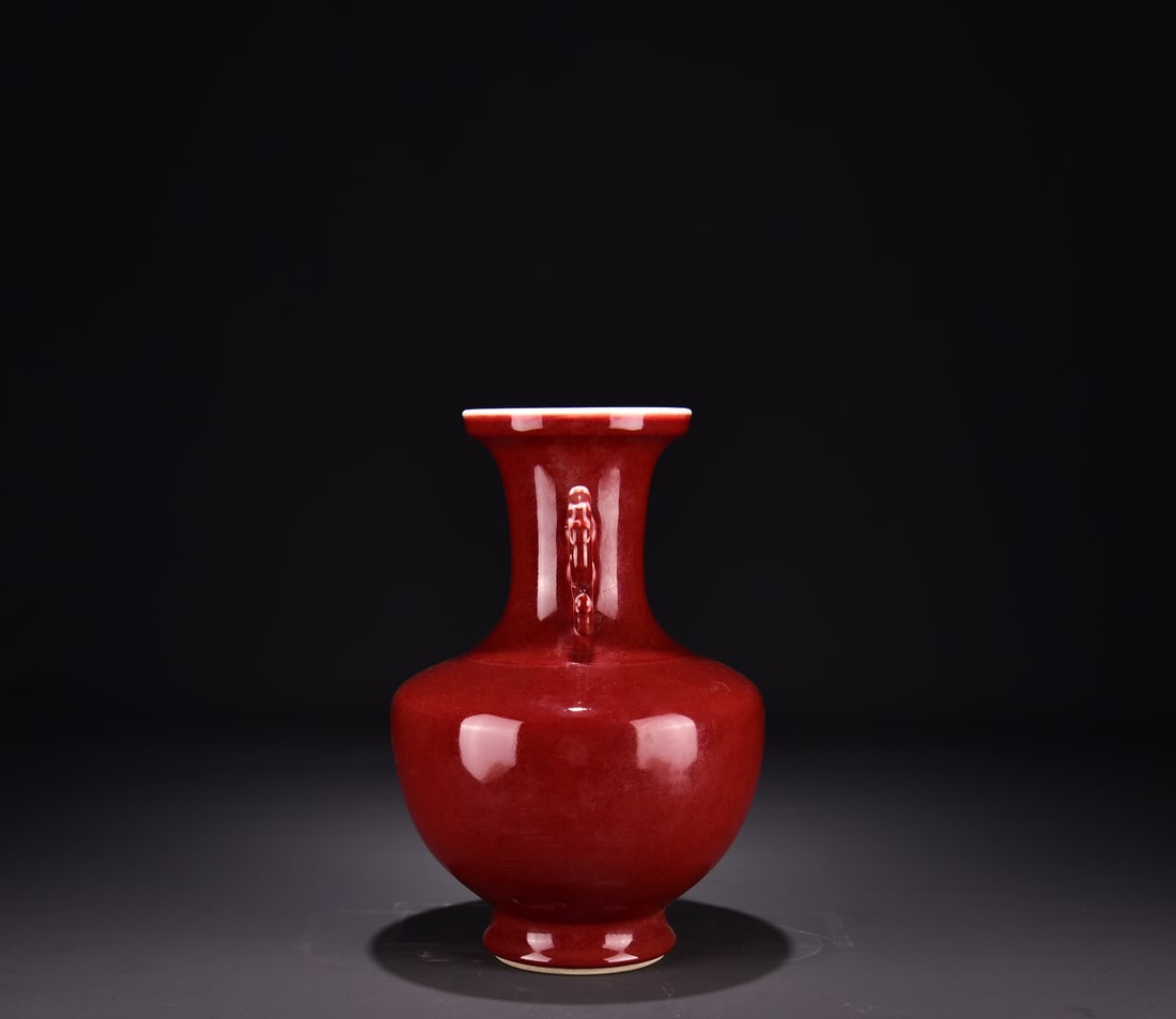 A Exquisite Lang Red Glazed Double-Ears Vase - 6