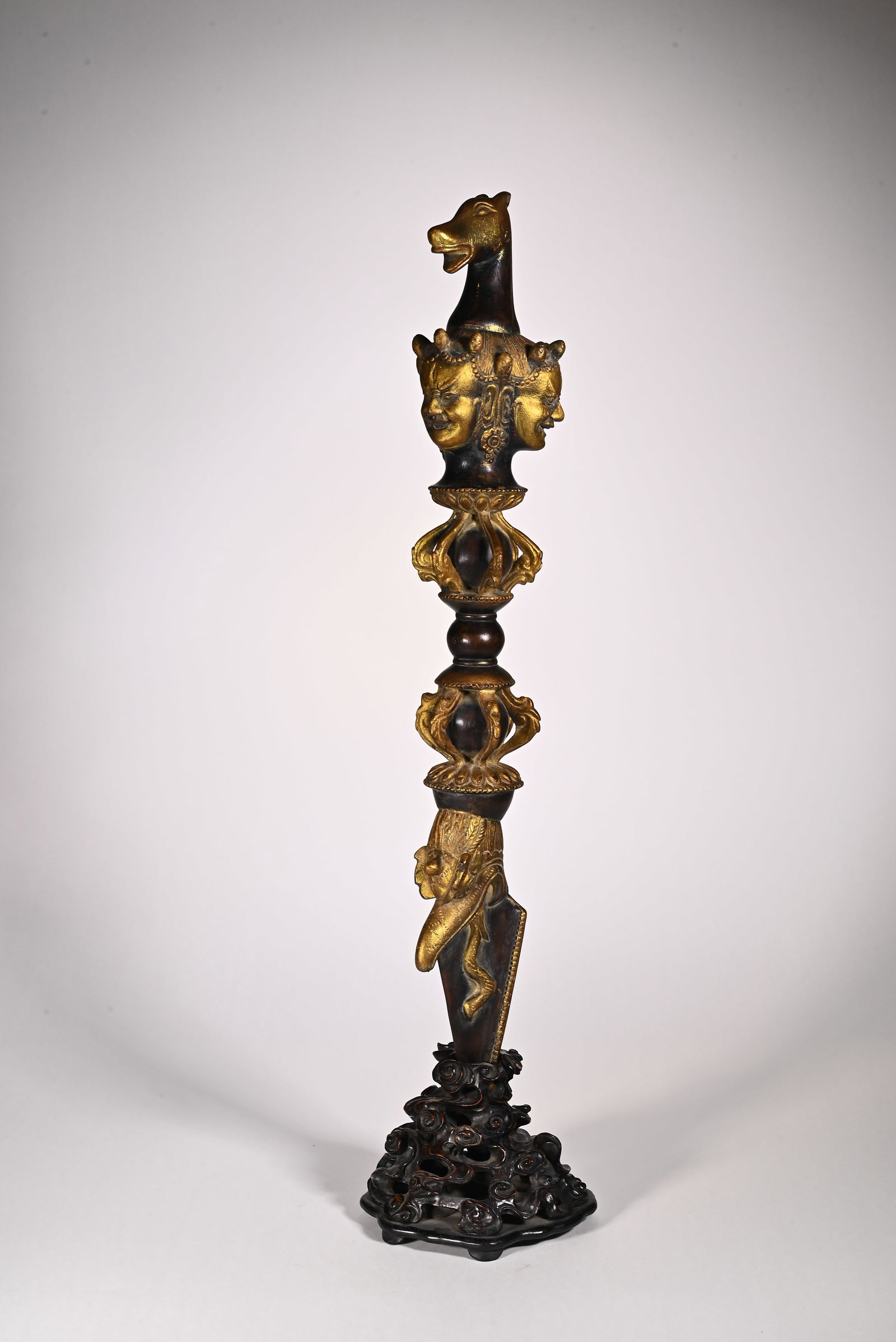 A Huge Eaglewood Figure-Face Pattern Vajry Pestle,With Base (1 of 9)