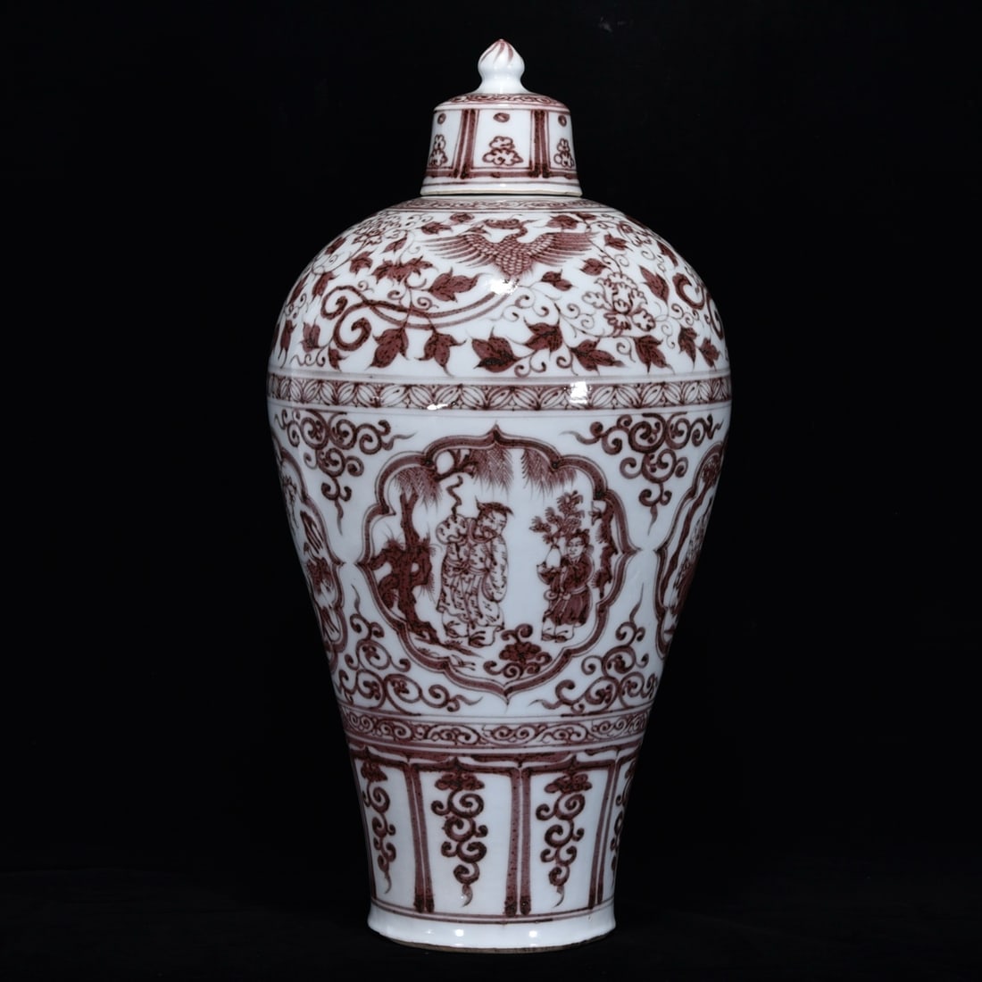 An Exquisite Underglaze-Red Character and Story Pattern Phoenix Pattern Lotus Pattern Vase (1 of 10)