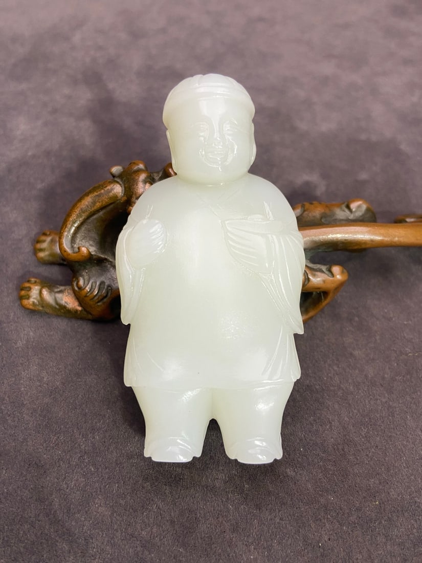 An Exquisite White Jade Figure Hand Piece (1 of 9)