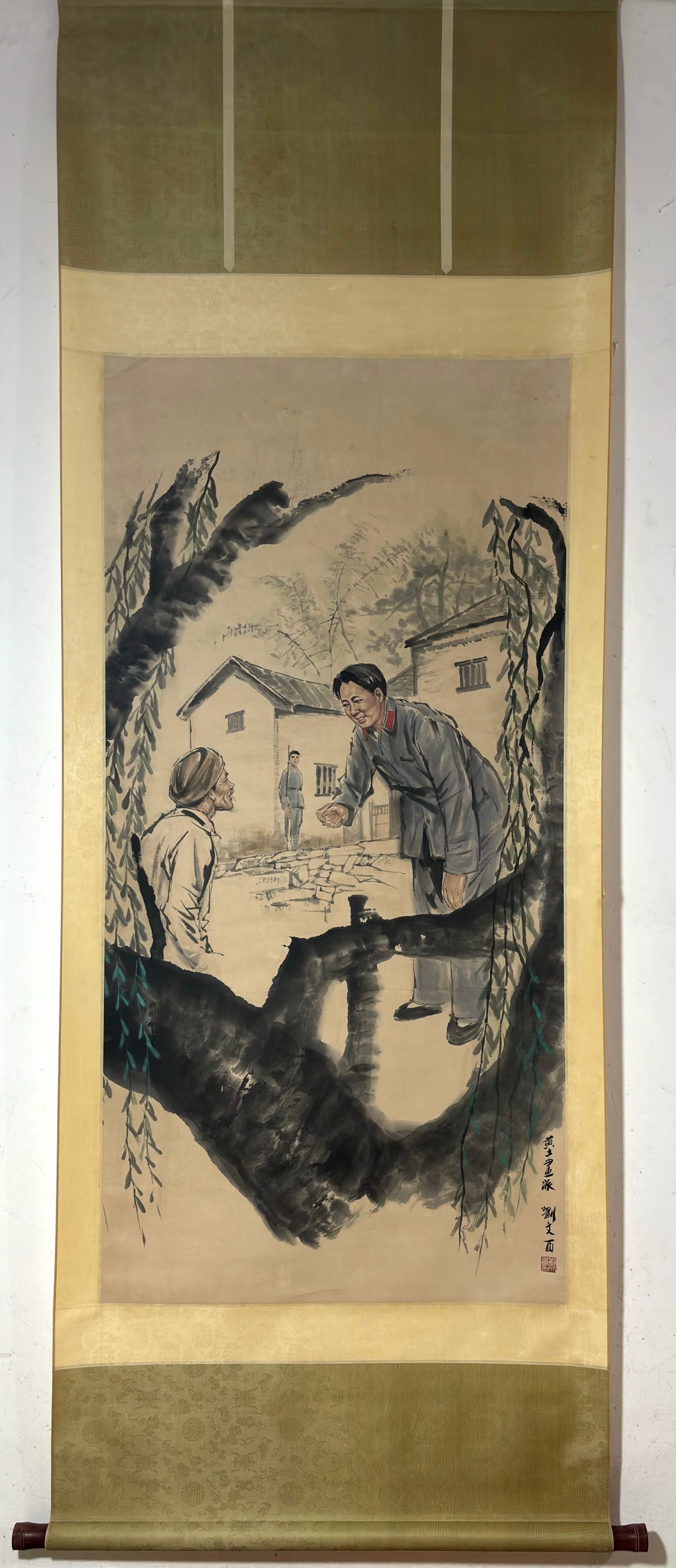 A Chinese Vertical Scroll Ink Painting of Figure on Paper,Liu Wenxi (1 of 9)