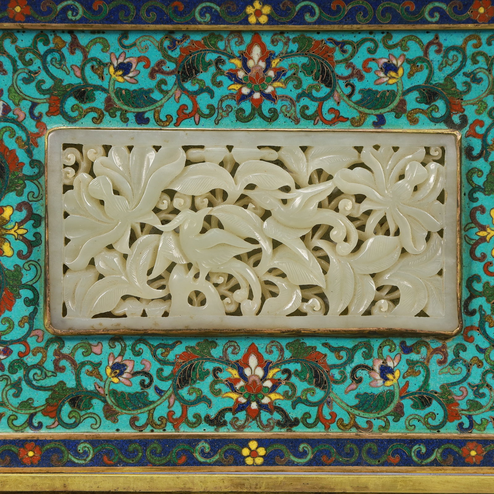 A Exquisite Cloisonne Lotus Pattern Dragon and Phoenix Pattern Screen - 2