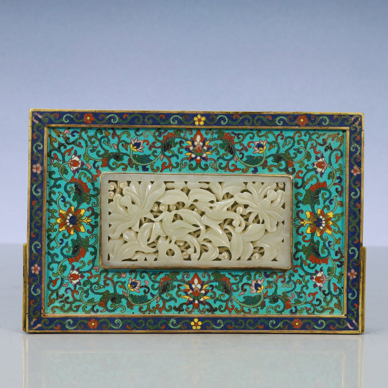 A Exquisite Cloisonne Lotus Pattern Dragon and Phoenix Pattern Screen - 8