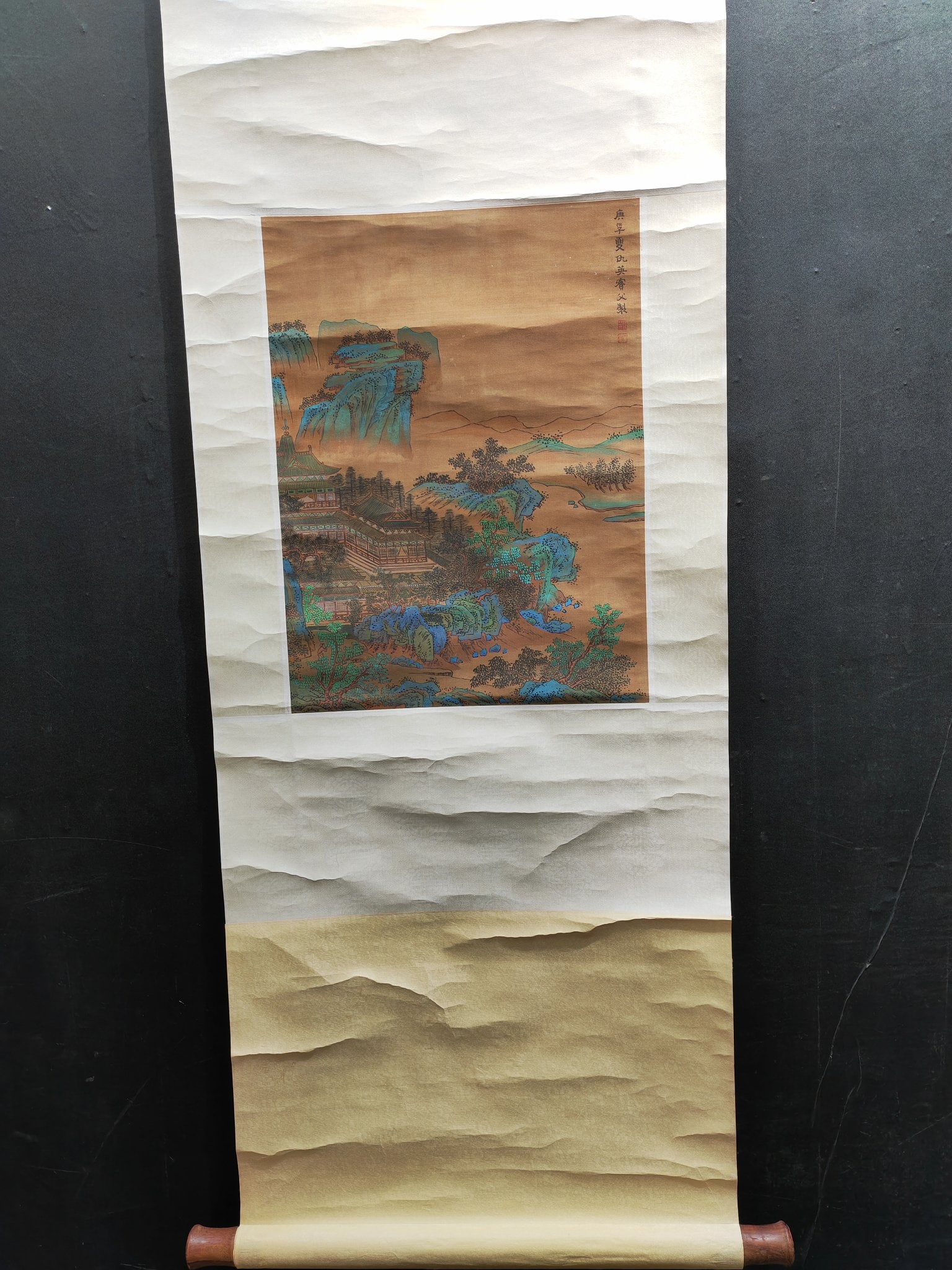 A Chinese Vertical Scroll Ink Painting of Landscape on Silk,Chou Ying (1 of 7)