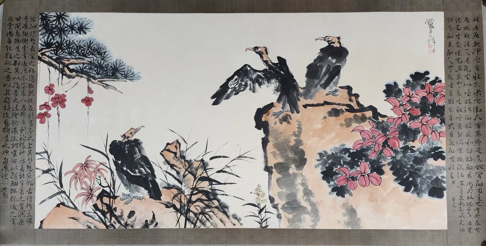 A Chinese Ink Painting of Pine and Eagle on Paper,Pan Tianshou: A Chinese Ink Painting of Pine and Eagle on Paper,Pan Tianshou,Size:(Without