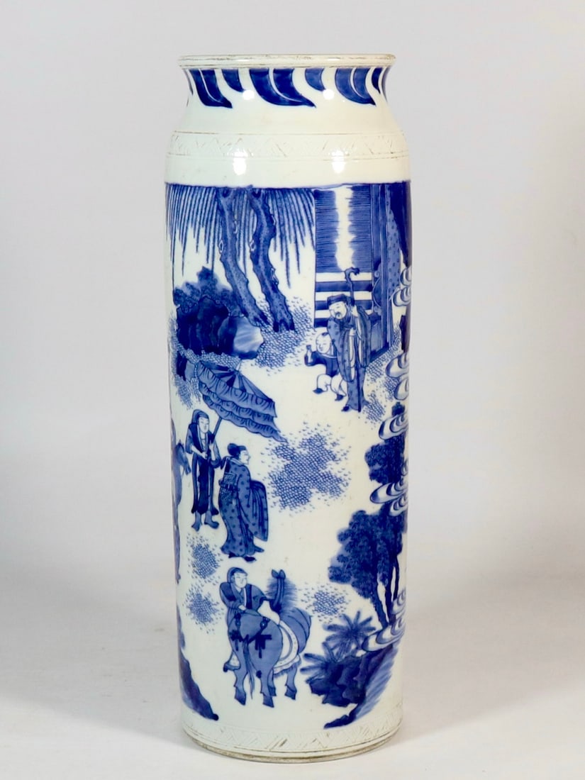 A Huge Blue and White Character and Story Pattern Vase: A Huge Blue and White Character and Story Pattern Vase,Ming