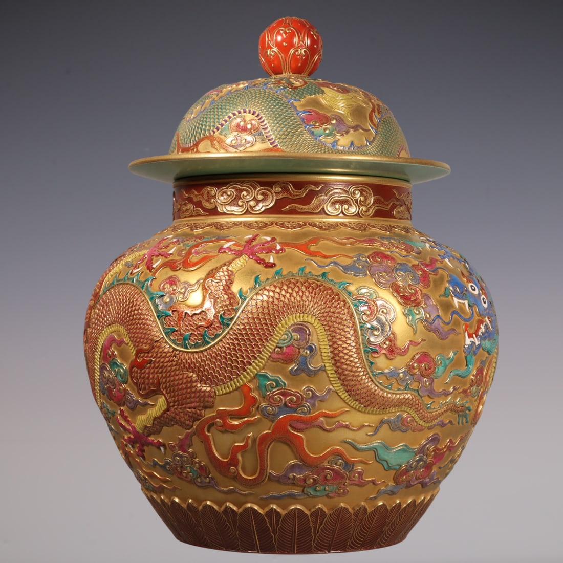 An Exquisite Enamel Dragon Pattern Jar - 5