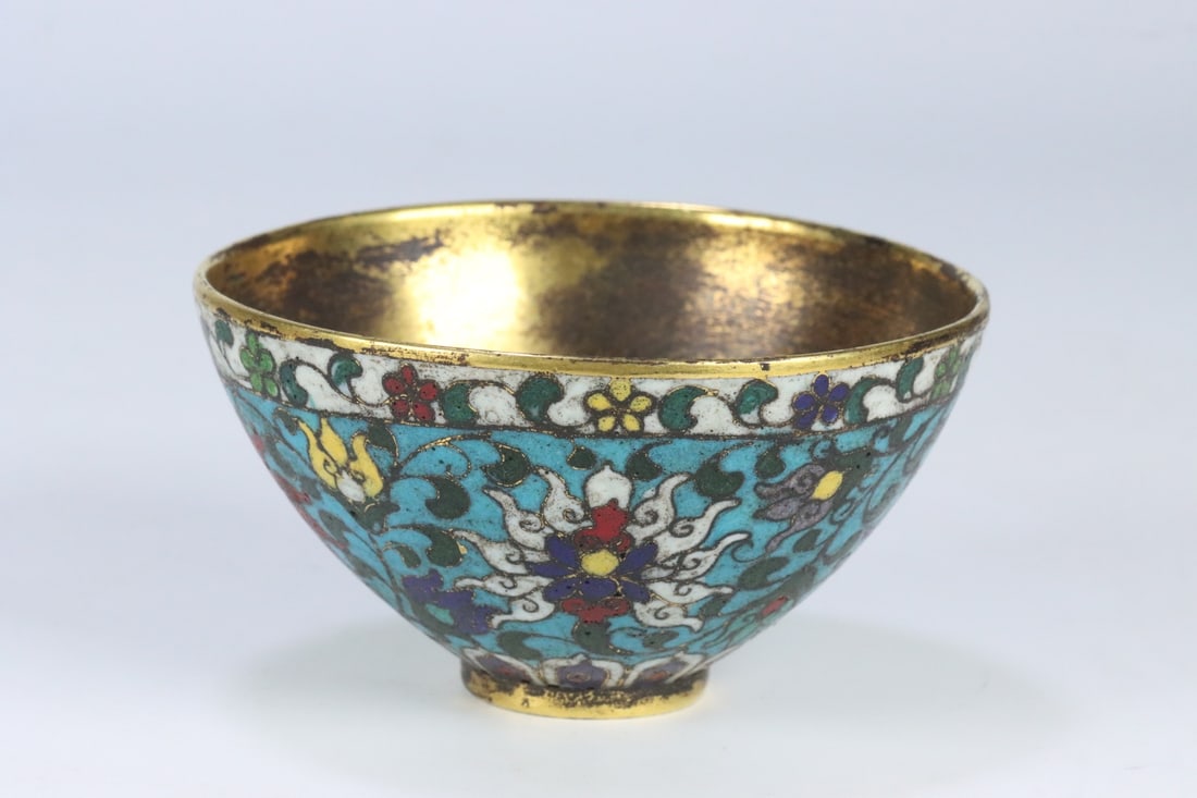 An Exquisite Cloisonne Lotus Pattern Bowl: An Exquisite Cloisonne Lotus Pattern Bowl,Qing Dynasty,