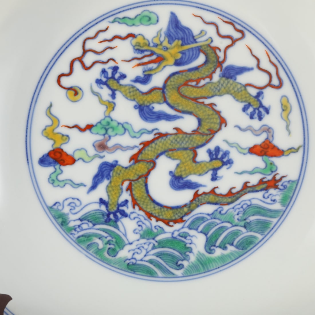 An Exquisite Doucai Seawater Pattern Dragon Pattern Lotus Pattern Plate - 5
