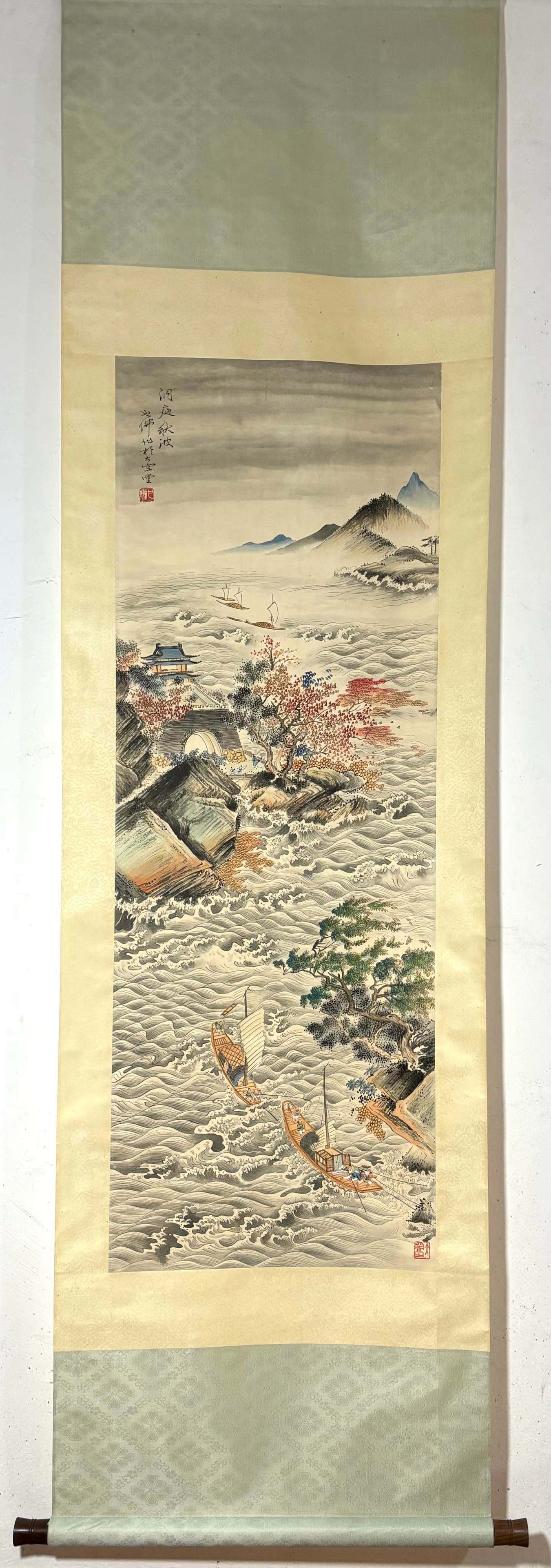 A Chinese Vertical Scroll Ink Painting of Landscape and Figure on Paper,Hu Yefo (1 of 9)