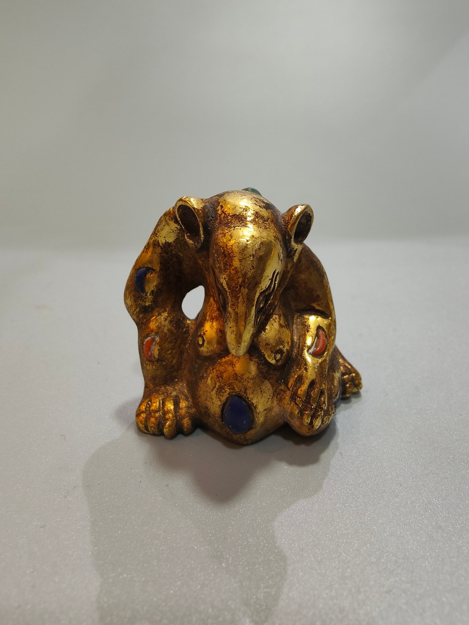 An Exquisite Gilt Bronze Bear Ornament,Inlaid Multi-Gem (1 of 9)