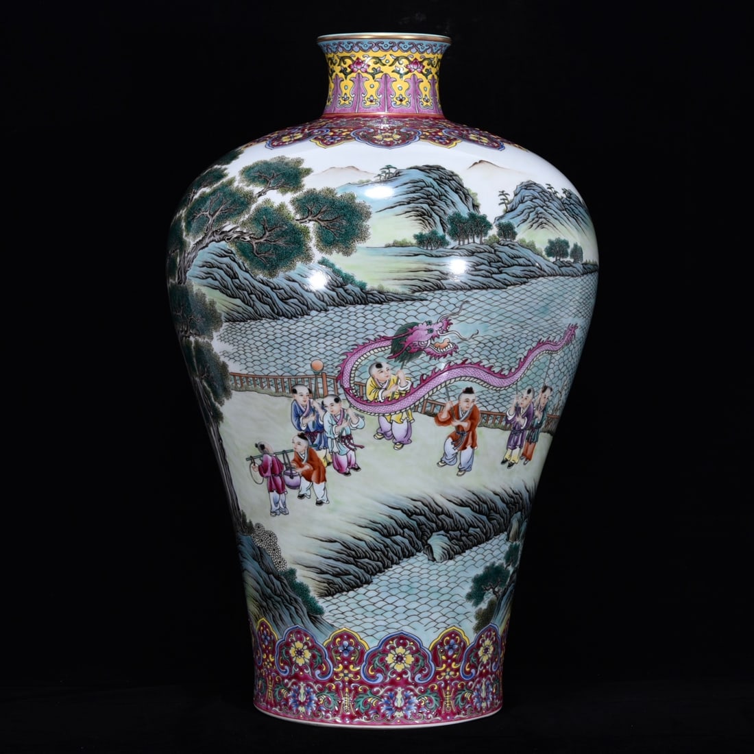 An Exquisite Famille-Rose Character and Story Pattern Lotus Pattern Vase: An Exquisite Famille-Rose Character and Story Pattern Lotus Pattern Vase Qing Dynasty, China Qianlong Six-character Mark