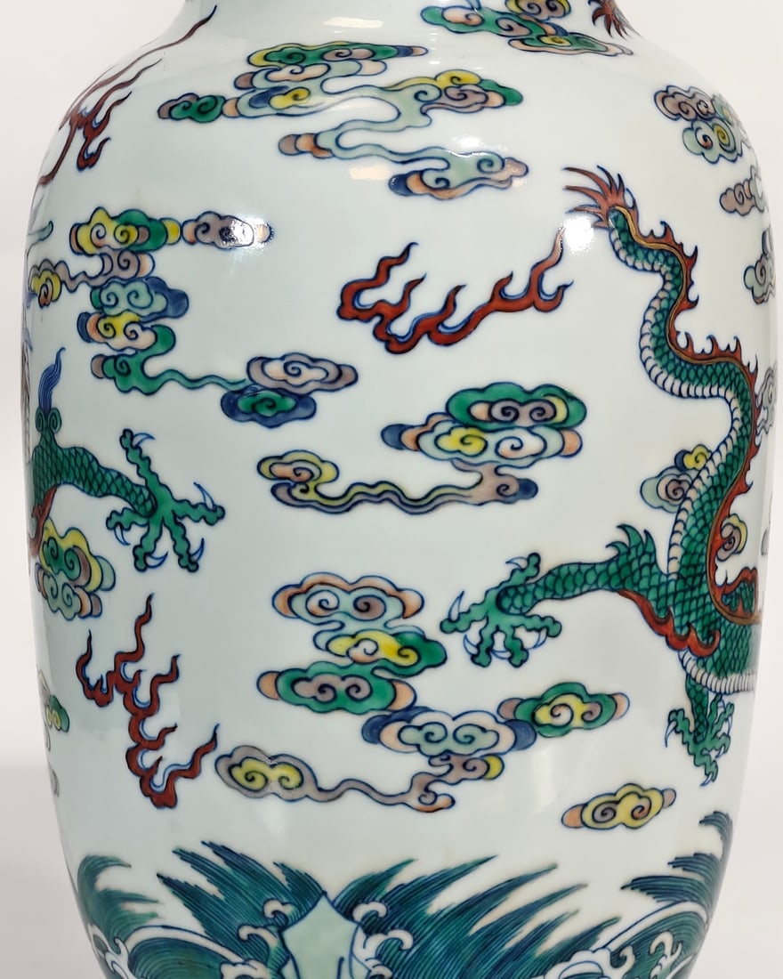 A Huge Doucai Seawater,Auspicious Cloud and Dragon Pattern Vase - 8