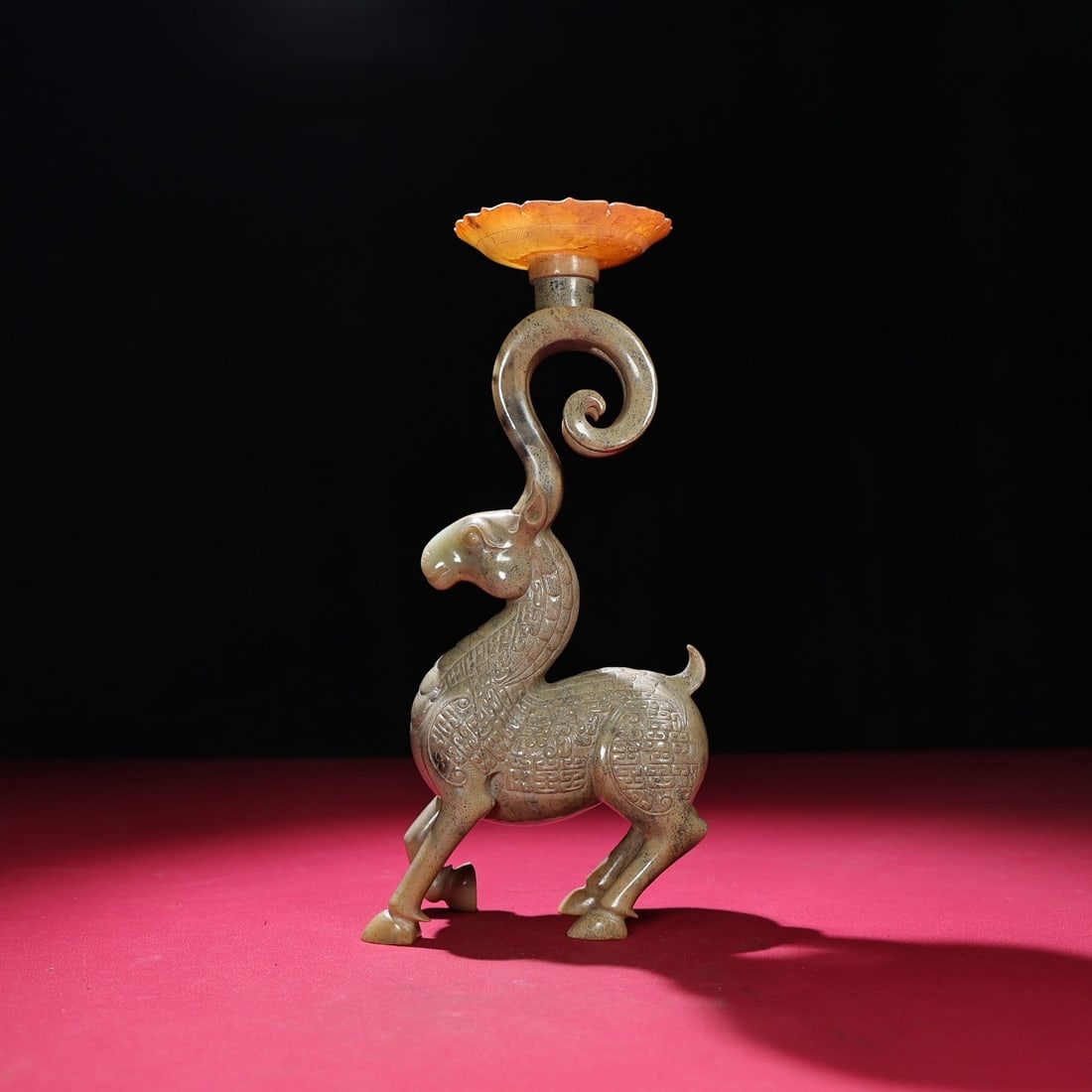 An Exquisite White Jade Deer-Shaped Candlestick (1 of 9)