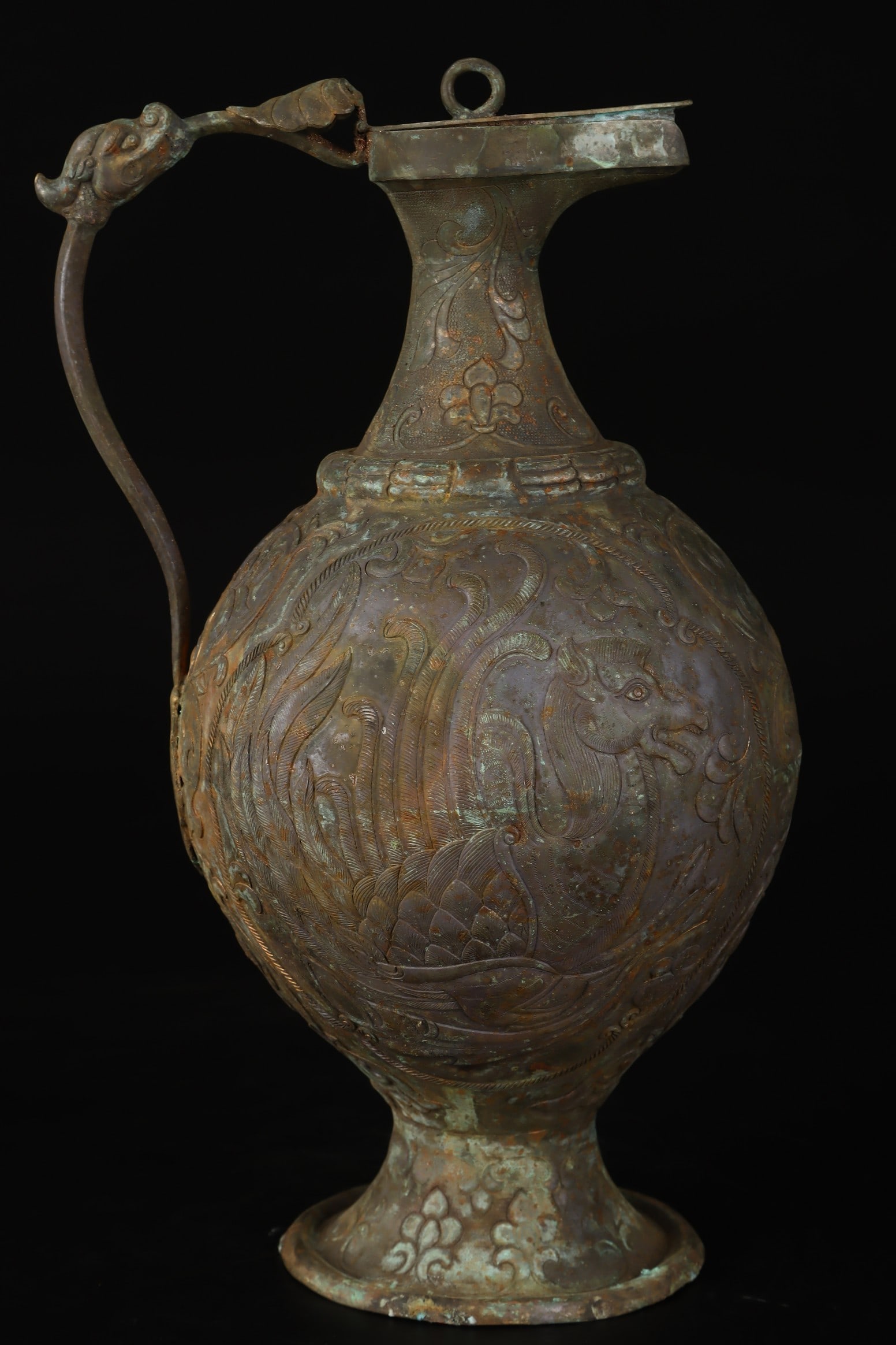 An Exquisite Silver Auspicious Beast Pattern Ewer - 3
