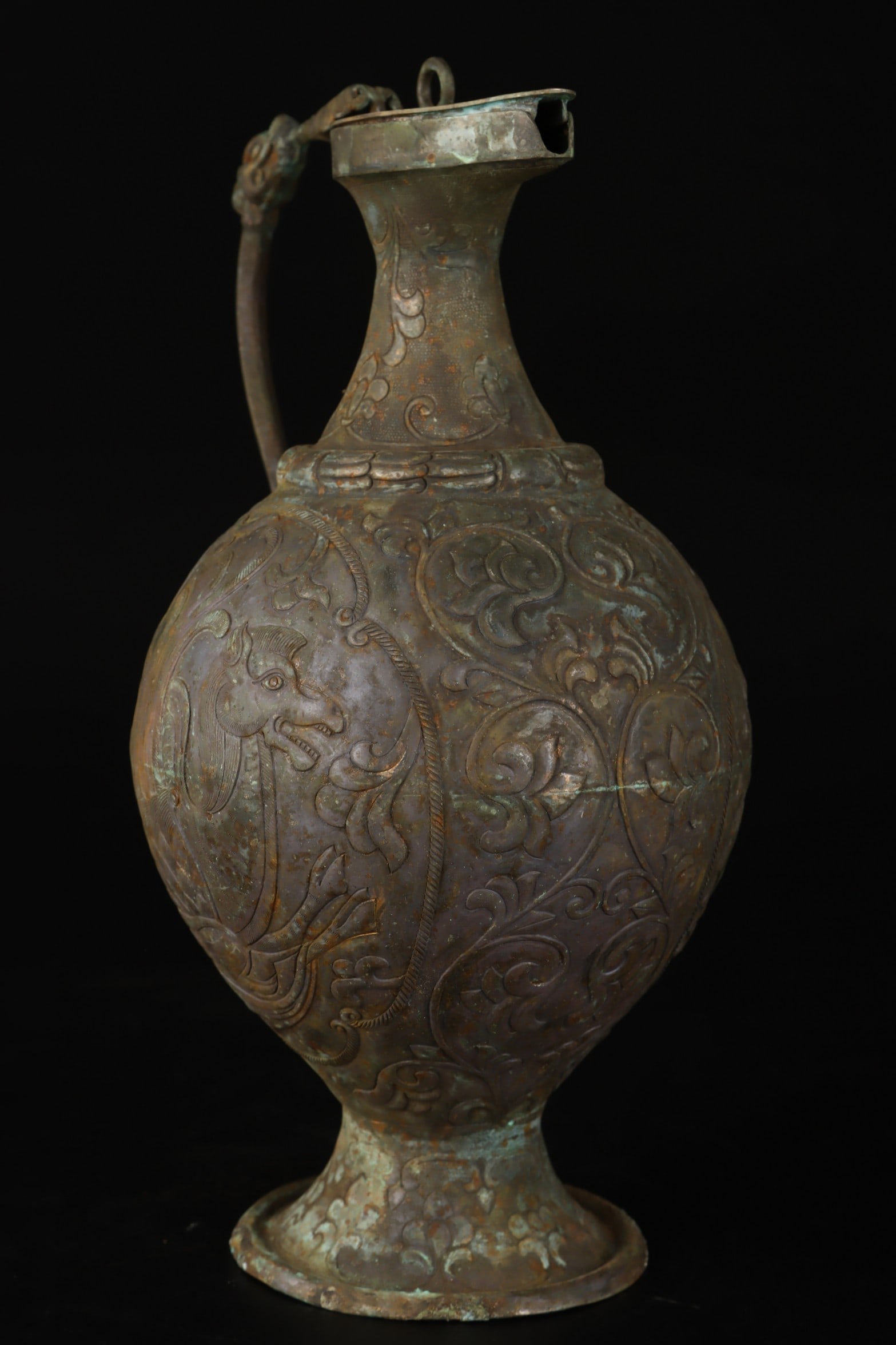 An Exquisite Silver Auspicious Beast Pattern Ewer - 5