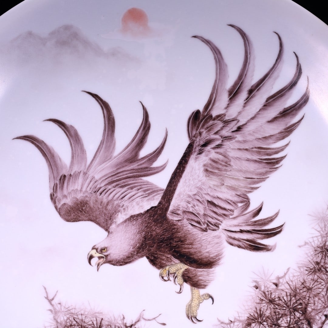 A Exquisite Ink Color Eagle Pattern Plate - 3