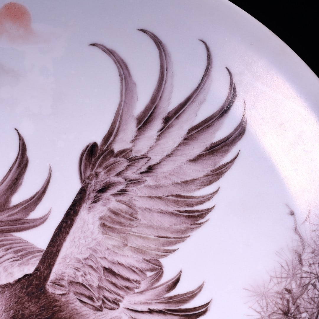 A Exquisite Ink Color Eagle Pattern Plate - 5