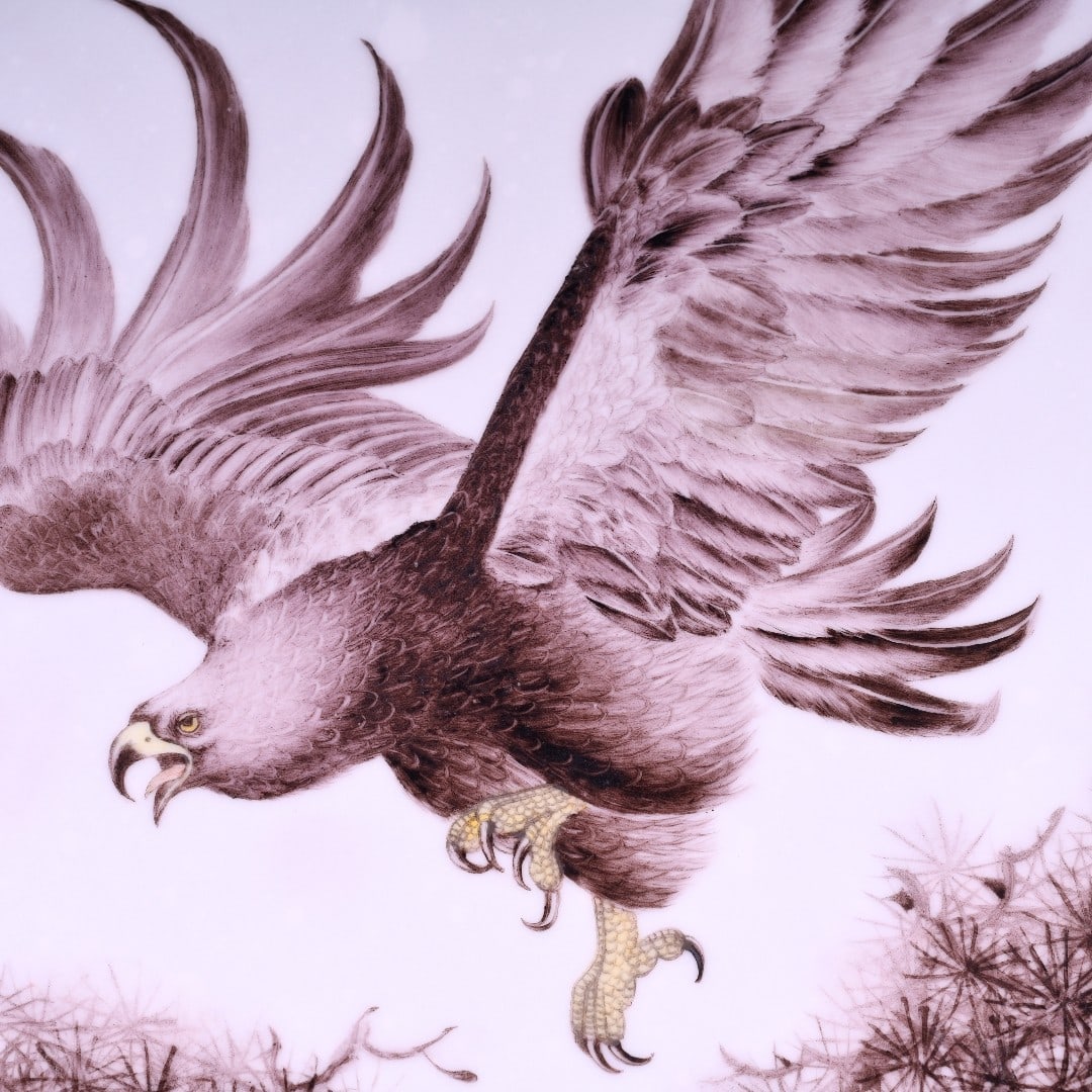 A Exquisite Ink Color Eagle Pattern Plate - 7