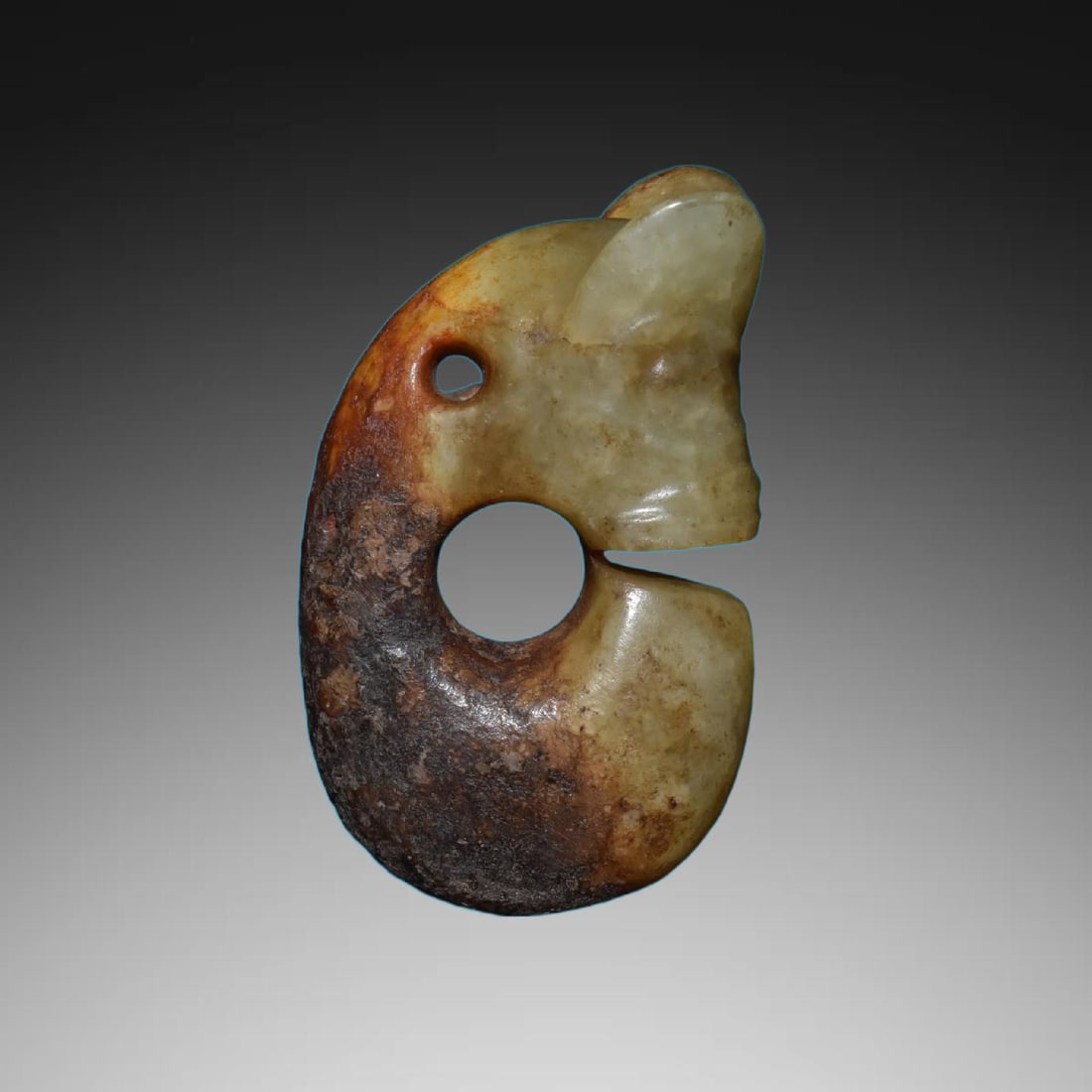 A Exquisite River Polished Jade Pig Dragon: A Exquisite River Polished Jade Pig Dragon,Ancient Time, China,Size:1.8inx3in,Weight:100g 河磨玉猪龙,远古时期