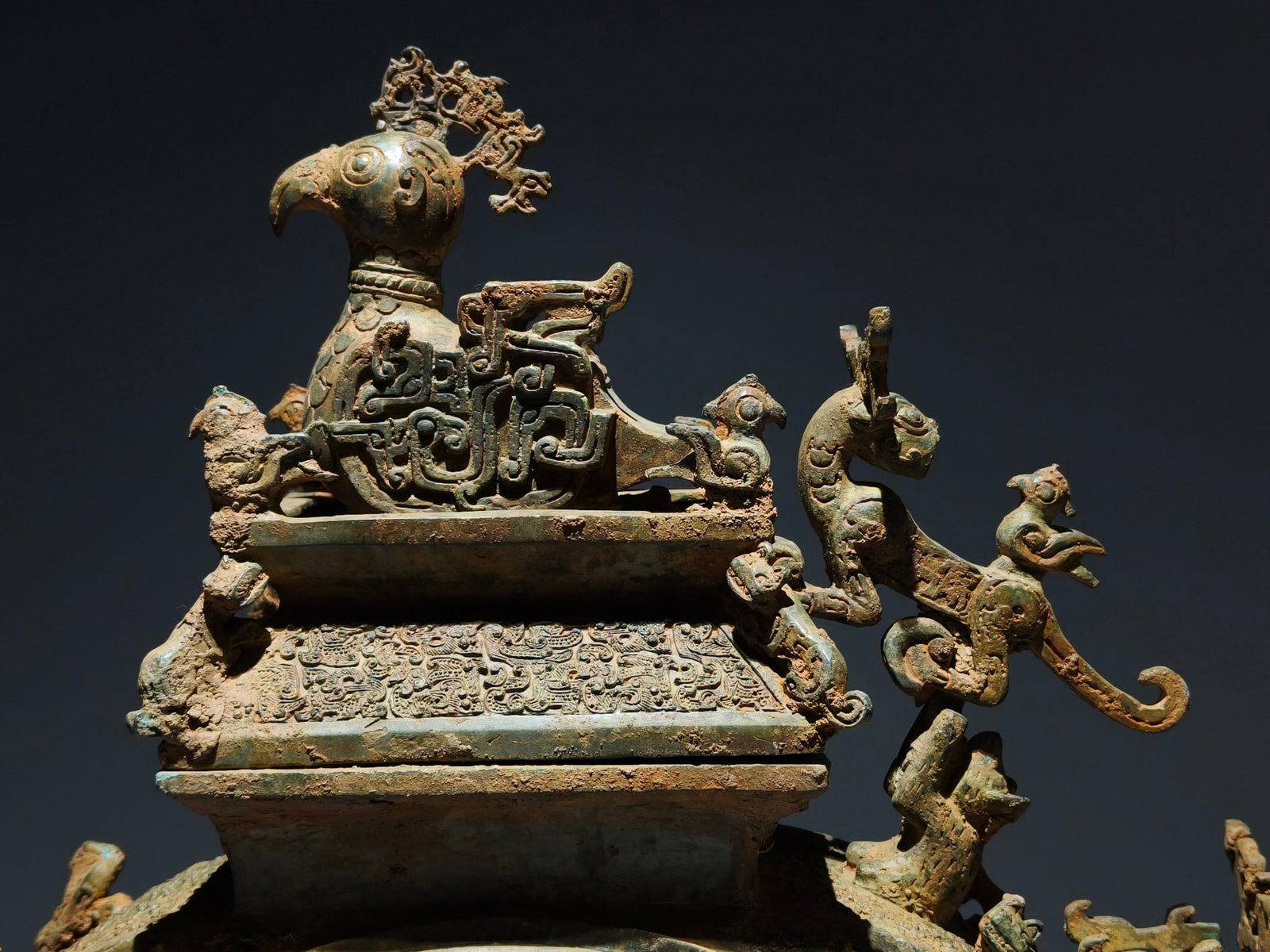 A Exquisite Bronze Dragon Pattern Phoenix Button Jar - 2
