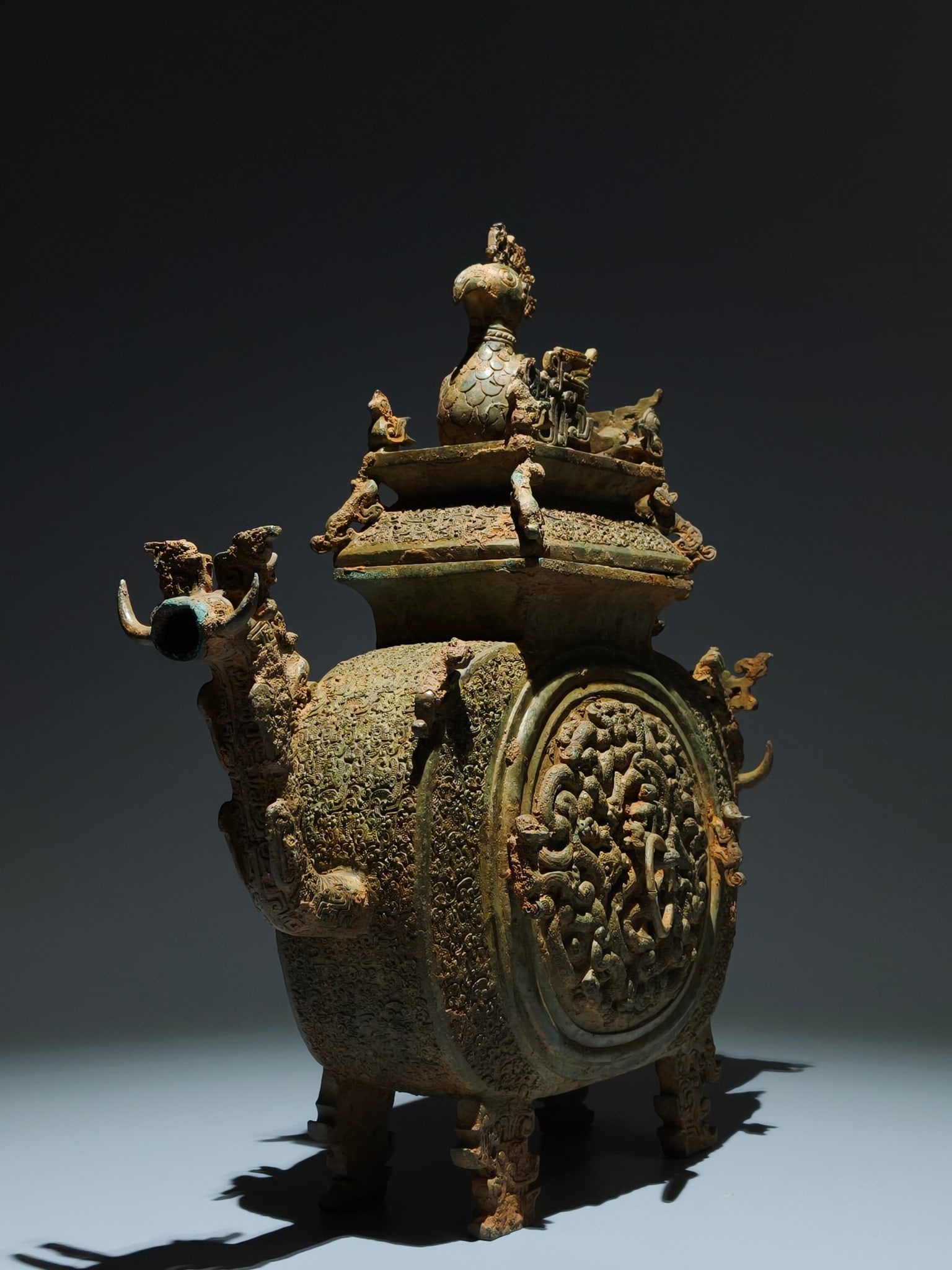 A Exquisite Bronze Dragon Pattern Phoenix Button Jar - 4