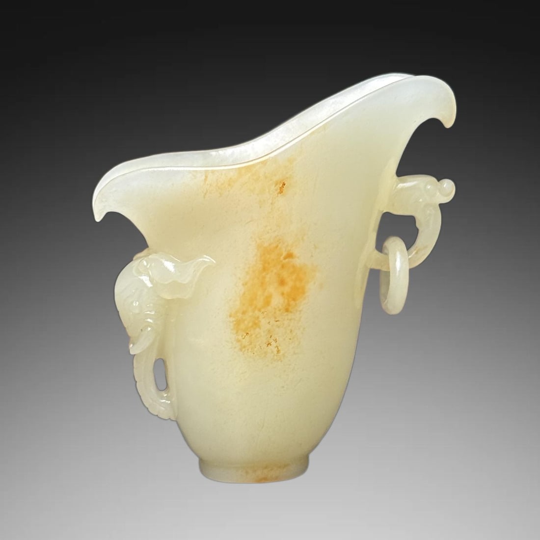 A Exquisite Hotan Jade Elephant Cup: A Exquisite Hotan Jade Elephant Cup,Qing Dynasty, China,Size:2.8inx3.1inx1.4in ,Weight:106g 和田玉象杯,中国清代