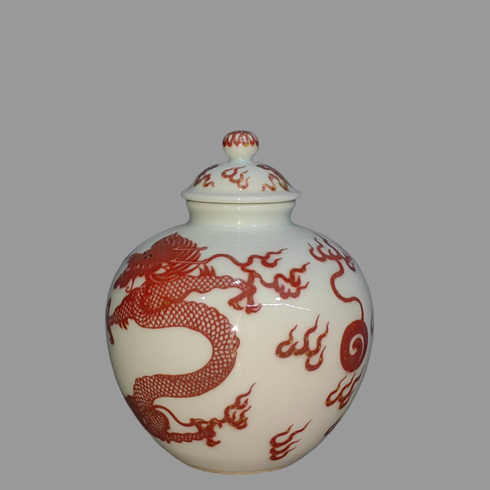 A Exquisite Underglaze-Red Dragon Pattern Jar - 4