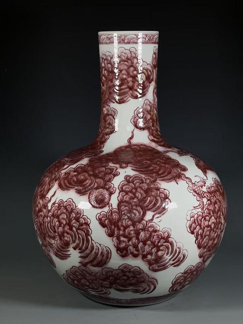 A Exquisite Underglaze-Red Dragon Pattern Vase - 4
