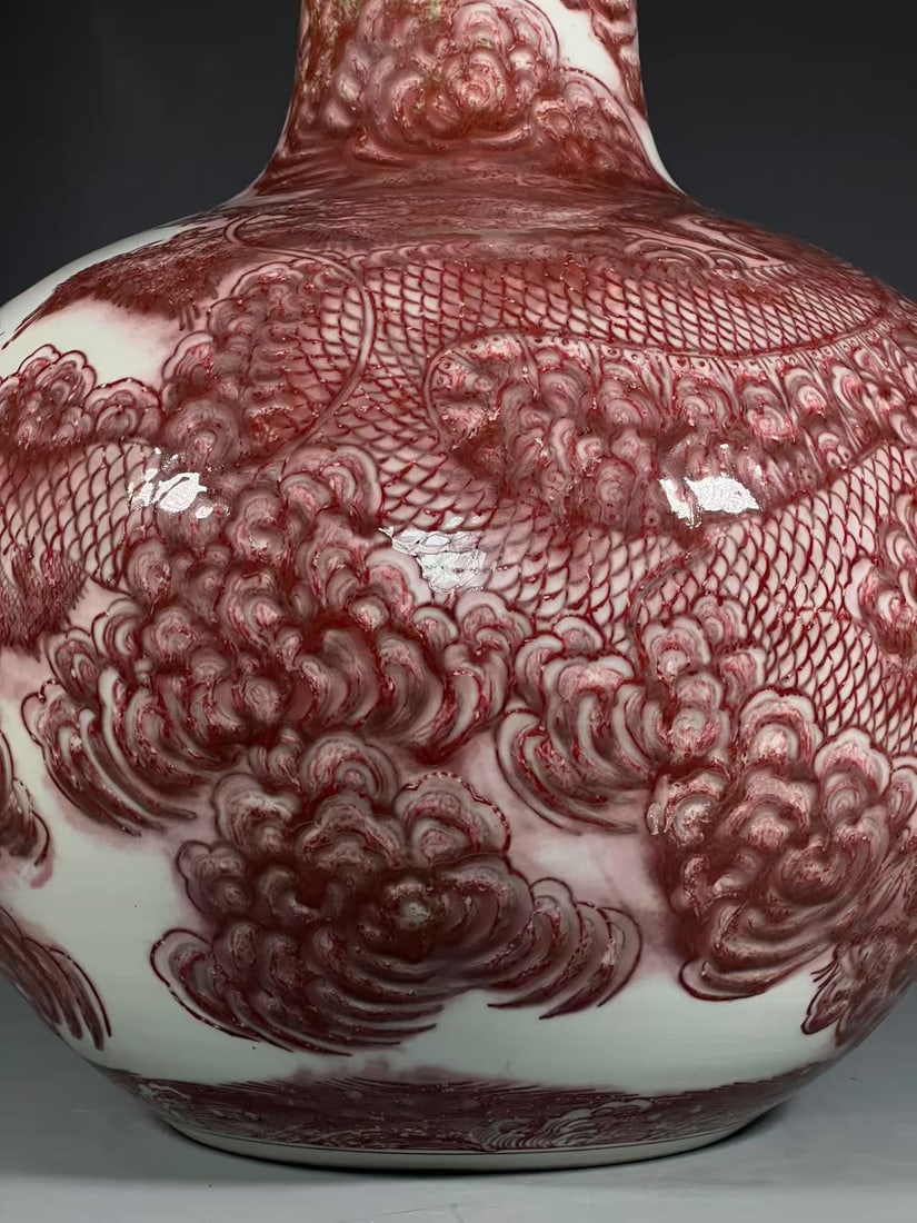 A Exquisite Underglaze-Red Dragon Pattern Vase - 5