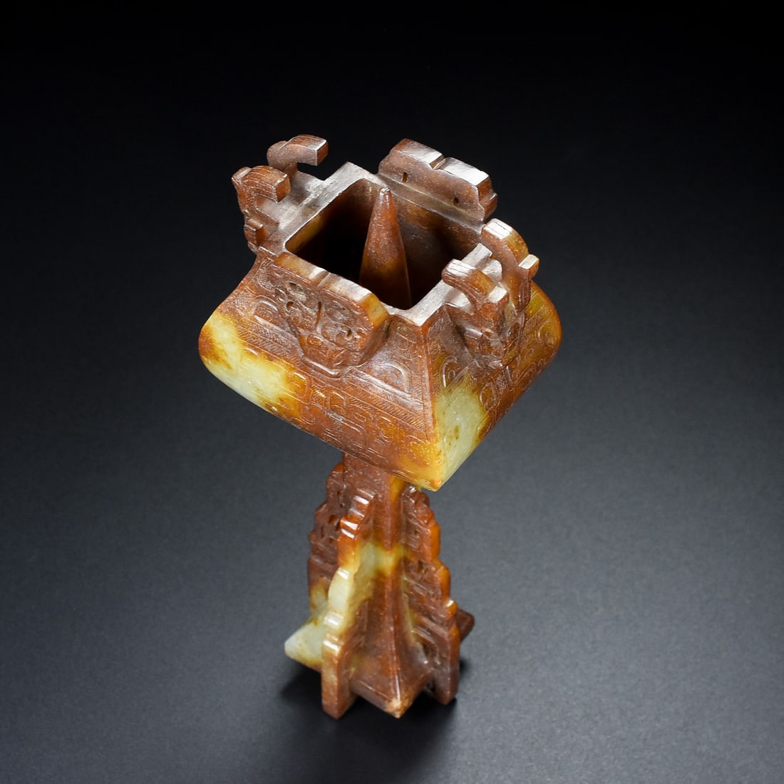 A Exquisite Hotan Jade Beast-Face Pattern Candlestick - 7