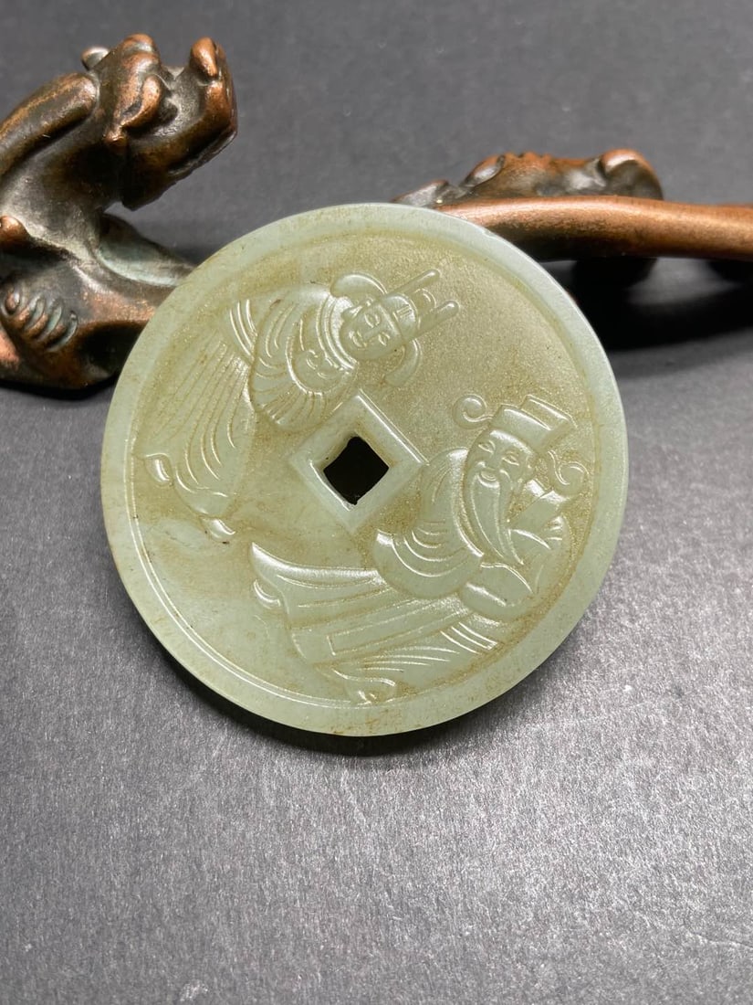 A Exquisite Hotan Jade Figures Pattern pendant - 3