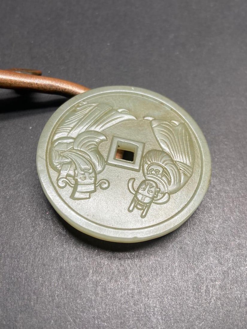 A Exquisite Hotan Jade Figures Pattern pendant - 7