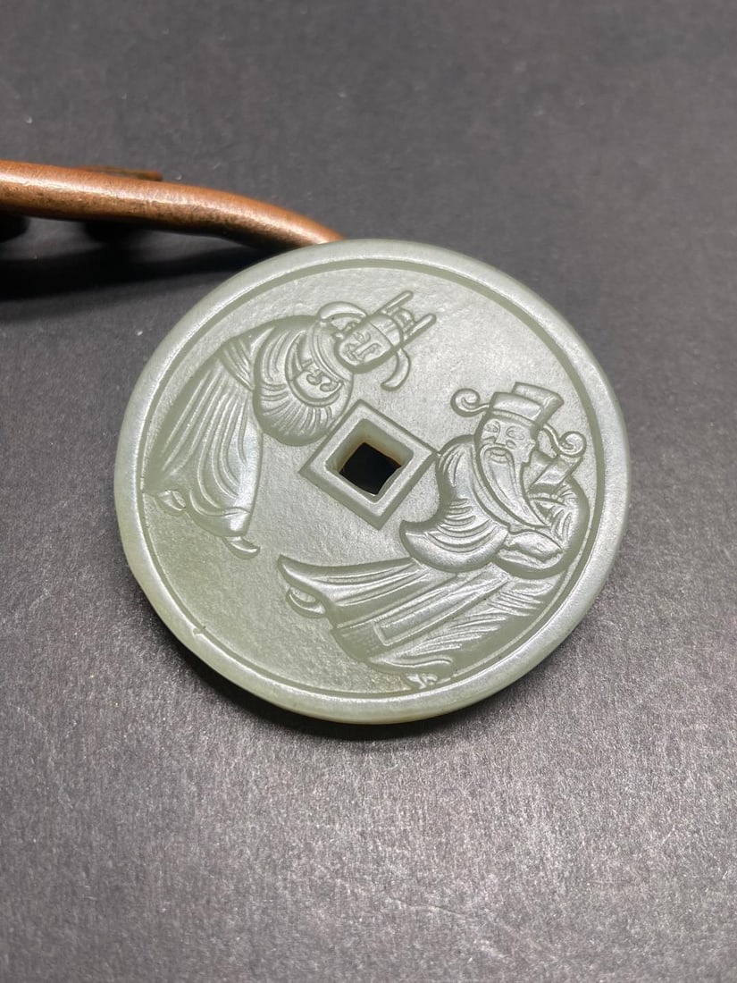 A Exquisite Hotan Jade Figures Pattern pendant - 8