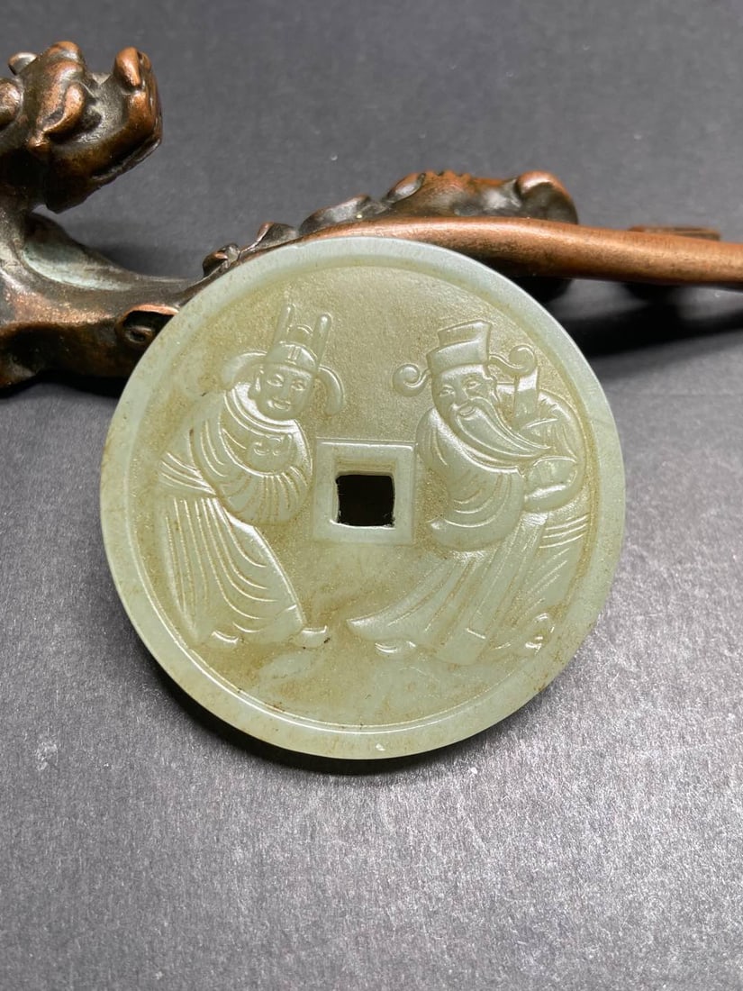 A Exquisite Hotan Jade Figures Pattern pendant - 9